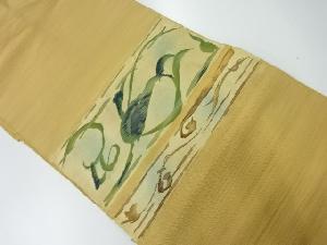 アンティーク　手織り紬抽象模様織出し名古屋帯